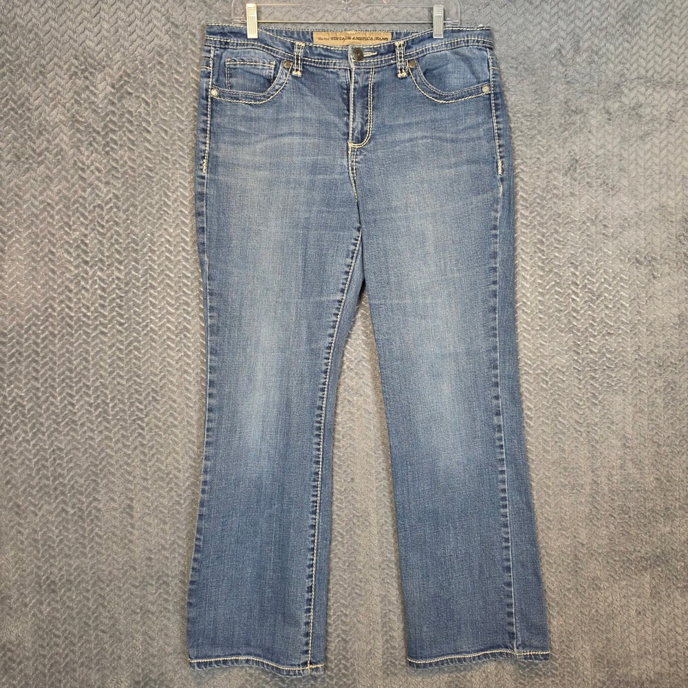 Nine West Vintage America Jeans Womens 14 Blue Mid Rise Bootcut Flap Pocket